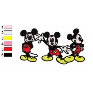 Three Happy Mickey Mouse Embroidery Design
